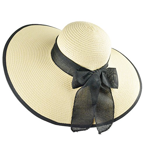 DRESHOW Sombrero Paja Mujer Plegable Verano Sombrero Verano Sombrero ala Ancha Mujer Sombrero de Playa Plegable UPF 50+