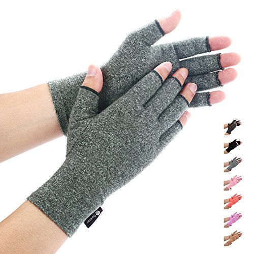 Duerer Arthritis Gloves, guantes de compresión mujeres y hombres alivian el dolor de reumatoide, RSI, túnel carpiano, guantes de mano para el trabajo diario (Gris, M)