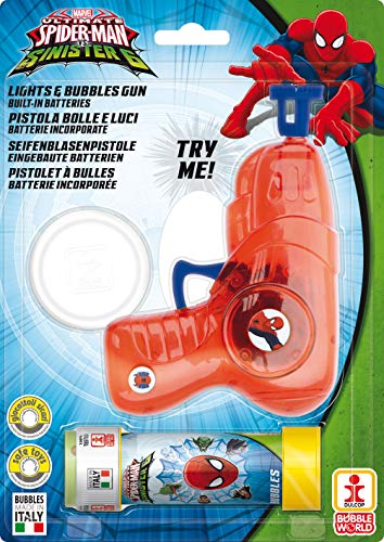 Dulcop - 005086 - Pistola en las burbujas y luz con el tubo en Soap - Spiderman - 60 Ml, Colores Surtidos