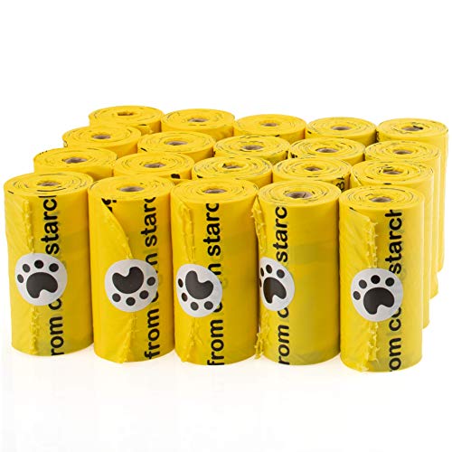 Dumi Pets Bolsas de caca biodegradables, extra gruesas y fuertes, a prueba de fugas, 20 rollos, para 300 bolsas de basura de perro