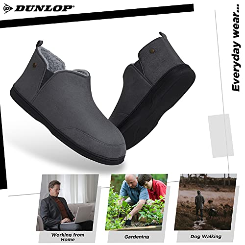 Dunlop Zapatillas Casa Hombre Altas, Pantuflas Hombre De Forro Suave, Zapatillas Hombre Bota Con Suela Antideslizante, Regalos Para Hombres Adolescentes (Gris Oscuro, 42 EU, numeric_42)