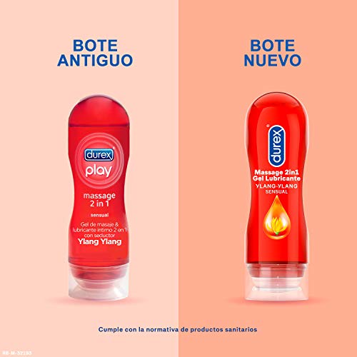 Durex Gel Lubricante Massage 2 en 1 Sensual Gel de Masaje y Lubricante Íntimo con Ylang Ylang - 200 ml
