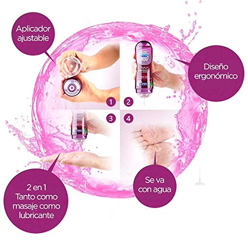Durex Play Massage 2 en 1 Gel de Masaje Erótico y Lubricante con Aloe Vera 200 ml [Pack 2 Unidades]