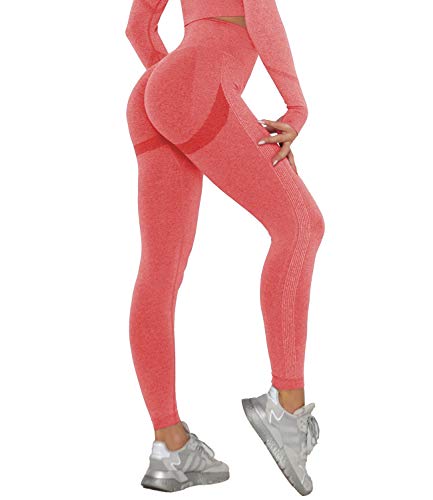 DUROFIT Mallas Push Up Mujer Leggings Deportivas Pantalones Deportivos Fitness Leggins Polainas de Yoga Training Fitness Cintura Alta Estiramiento Elásticos Rojo S