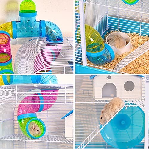 DZL® Jaula para Hamster(39.5X29.5X38CM) Color Azul/Purpura/Rojo se Entrega al Azar,Aviso Importante: el metacrilato Lleva un Protector de Papel Que se Quita!