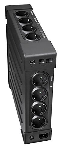 Eaton Ellipse Eco 1200 USB DIN - Sistema de alimentación ininterrumpida (SAI) 1200 VA con protección contra sobrevoltaje (8 Salidas Schuko) Negro