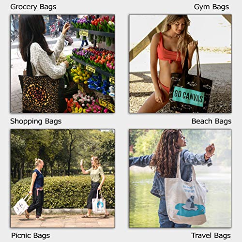 Eco Right Bolsa de lona impresa de algodón para mujeres, Bolsa de playa, Bolsa de tela para mujeres, Bolsas de regalo, Bolsas de compras, Bolsas para libros | Limones