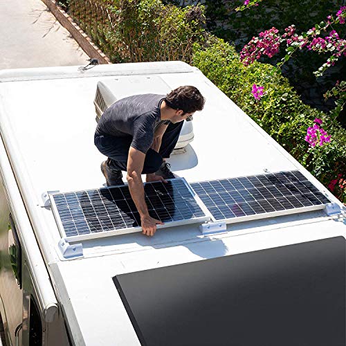 ECO-WORTHY 6 piezas de soportes de montaje de paneles solares de ABS con soporte lateral para RV, barcos, autocaravanas Blanco