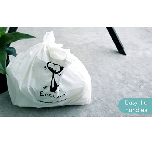 EcoLeo Bolsas de basura para gatos – X-Grande, Compostable, libre de plástico, gruesas, a prueba de fugas, bolsas de caca para mascotas y perros con asas fáciles de atar, 10.5 x 18.5 pulgadas
