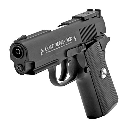Ecommur. Colt Defender Full Metal | Pistola de perdigones (Bolas BB's de Acero) de Aire comprimido semiautomática 4,5mm + maletín + balines y CO2