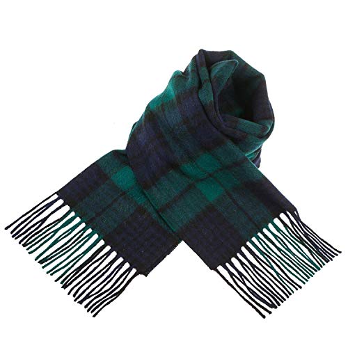 Edinburgh Lambswool - Bufanda de 100 % lana de cordero, diseño de tartán escocés - Negro - talla única