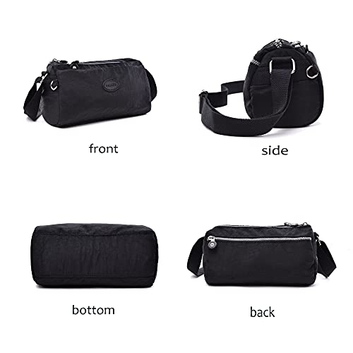 Efanliu Bolso Mujer Pequeño Bolsos Estampados Bolsos Nylon Bandolera Mujer Estampado (Negro, Small)