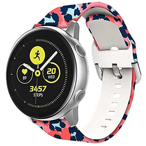 Ekezon Correa de Reloj 20mm Compatible para Samsung Galaxy Watch Active 2 40mm 44mm/Galaxy Watch 3 41mm/Galaxy Watch 42mm/Gear Sport/Gear S2 Classic Pulseras de Silicona Banda (Pink Leopard, 20mm)