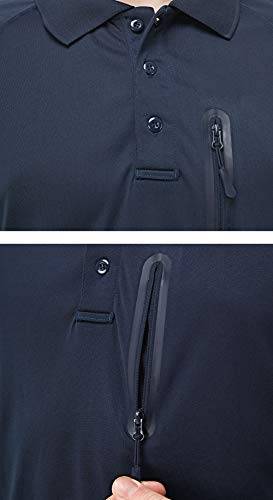 EKLENTSON Hombre Camisas - Polos de Golf de Manga Larga Casuales y Ligeros Camisas de Deporte Militar Gris Oscuro-Cremallera Talla 3XL