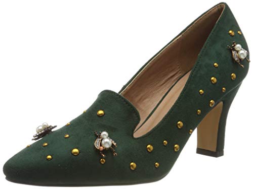 El Caballo Alanís, Zapato de tacón Mujer, Verde, 39 EU