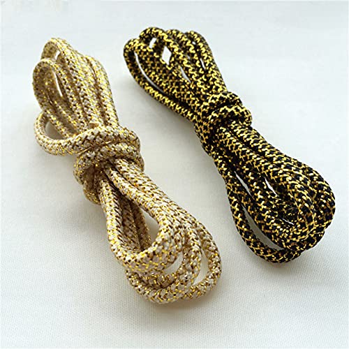 El cordón de Plata Negros de Oro Hilos metálicos Redondos Cordones Cuerdas para Hombres y Mujeres, 624 Plata Blanca, 60cm
