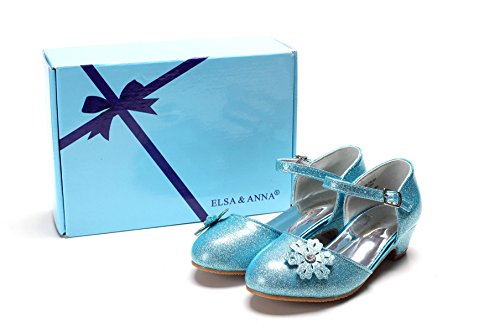 ELSA & ANNA® Niñas Princesa Reina de Nieve Partido Zapatos Zapatos de Fiesta Sandalias BLU11-SH (BLU11-SH, Euro 27-Longitud:18.0cm)