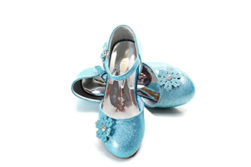 ELSA & ANNA® Niñas Princesa Reina de Nieve Partido Zapatos Zapatos de Fiesta Sandalias BLU11-SH (BLU11-SH, Euro 27-Longitud:18.0cm)