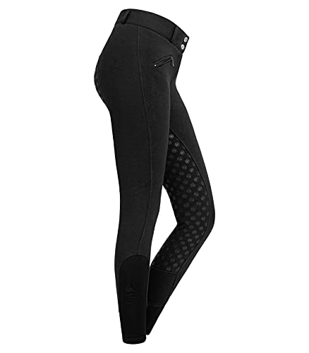 ELT Pantalones de equitación térmicos de cintura alta, talla 44, color: 01 negro