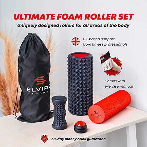 ELVIRE Sport Rodillo de Masaje Muscular | Rodillo de Espuma Suave, Bola de Masaje, Rodillo de Pies | Alivia el Dolor de Espalda, Piernas y Fascitis Plantar | Yoga, Pilates