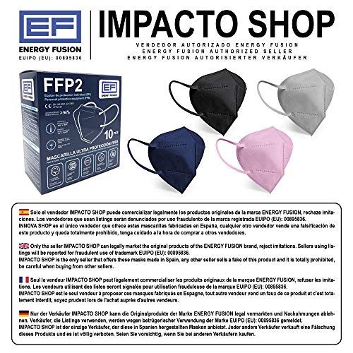 ENERGY FUSION Mascarilla FFP2 Azul Ultra Proteccion, Homologada, Certificación CE (25-Unidadess)