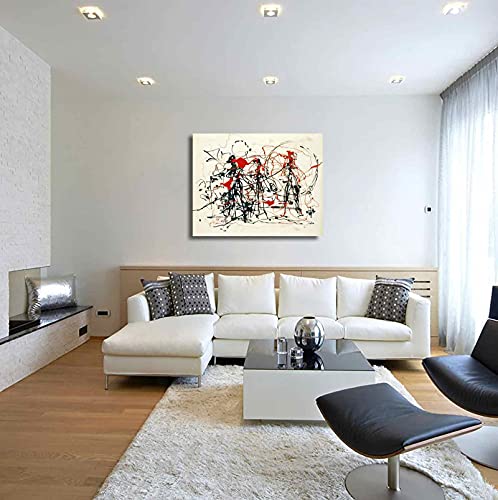 Ensayo de expresionismo de Jackson Pollock Cuadro en Lienzo| Lienzos Decorativos | Cuadros Decoración Dormitorios | Cuadros Decoración Salón | Cuadros y láminas (50x63cm (19.6x24.8in）, Sin Marco)