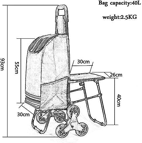Eortzpc Carretilla de Mano Carrito de Compras multifunción con sillas Que escalan la Carretilla pasada de Moda Plegable Carro Dibujado a Mano Impermeable (tamaño: 30x21x93cm),Carro de Mano de Uso múl