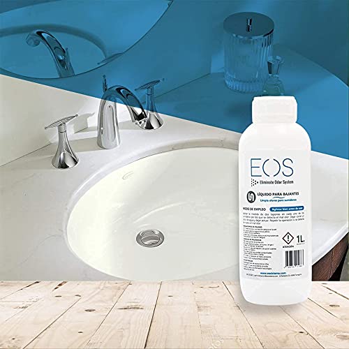 EOS - (1 L) Líquido de bajantes - Eliminador olores de tuberías y desagues, etc. Actúa como ambientador wc de desague y está especializado en eliminar mal olor tuberias. Quita malos olores.