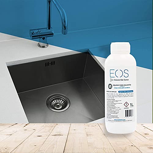 EOS - (1 L) Líquido de bajantes - Eliminador olores de tuberías y desagues, etc. Actúa como ambientador wc de desague y está especializado en eliminar mal olor tuberias. Quita malos olores.