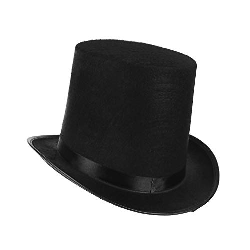 EOZY-Sombrero de Copa de Fieltro para Hombre,Sombrero Chistera,Sombrero Mago con Cinta de Raso,para Disfraces Cosplay (58-60 cm, Negro)