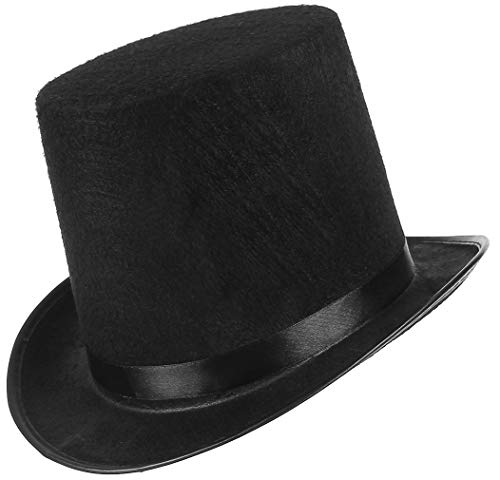 EOZY-Sombrero de Copa de Fieltro para Hombre,Sombrero Chistera,Sombrero Mago con Cinta de Raso,para Disfraces Cosplay (58-60 cm, Negro)