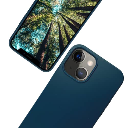eplanita Bio iPhone 13 - Carcasa biodegradable de fibra vegetal y TPU suave, protección contra caídas, respetuosa con el medio ambiente, cero basura (iPhone 13, azul oscuro)
