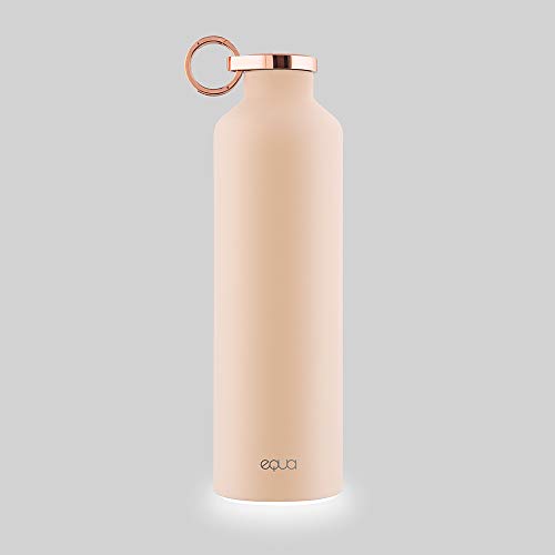 EQUA Botella de agua inteligente – 23 oz – Conexión Bluetooth con aplicación y recordatorio de señal luminosa – Termo de vacío de doble pared de acero inoxidable – Tapa de metal