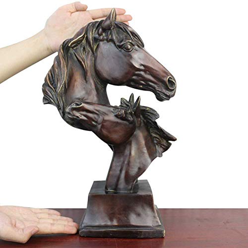 Ertyuk-Decor Cabeza de Caballo Adorno Escultura de Caballo Estatua Ornamento Pecho de Caballo Circunferencia Yegua Modelo Simulación Animal Cobre Artesanías Arte