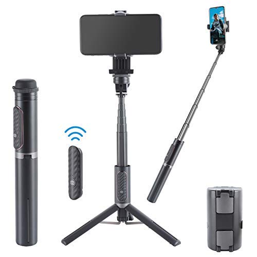Estabilizador de cardán para teléfono Inteligente, trípode Selfie Stick con estabilizador de Equilibrio automático, Obturador Remoto Bluetooth, Compatible con iPhone / Android(Blanco)