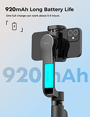 Estabilizador de Movil, Qimic Gimbal Movil Palo para Selfies con Control Remoto Bluetooth, Soporte de Trípode para Teléfono con Cardán de Equilibrio Automático Rápido Compatible con Android y iPhone