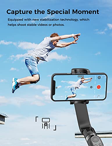 Estabilizador de Movil, Qimic Gimbal Movil Palo para Selfies con Control Remoto Bluetooth, Soporte de Trípode para Teléfono con Cardán de Equilibrio Automático Rápido Compatible con Android y iPhone