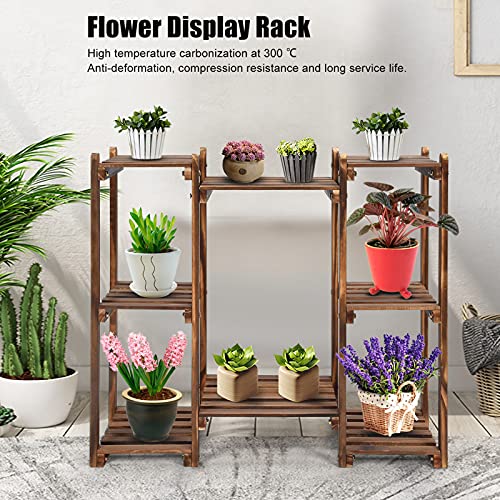 Estante para plantas - Soporte de madera para plantas de 8 capas Soporte para macetas de arado Estante de exhibición de flores para interiores y exteriores, 167.6 oz