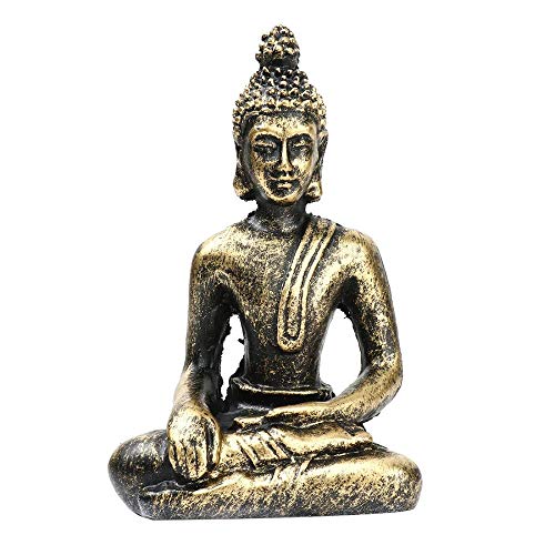 Estatua de Buda sentado tailandés portavelas de piedra natural de ratán incienso set de regalo soporte de arena blanca y piedras decorativas (2:15 x 15 x 9 cm)