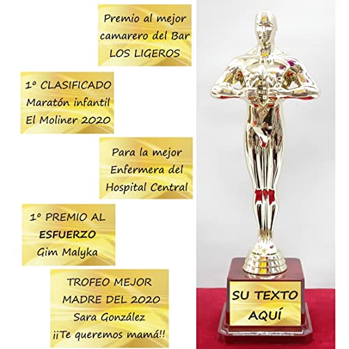 Estatuilla Tipo Óscar para Personalizar y Regalar en Ocasiones Especiales, Trofeo Personalizado. Med.22 cm