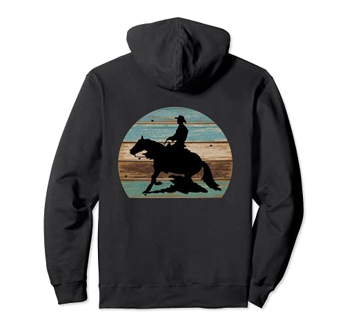 Estilo retro vaquero occidental Reining Caballo deslizante parada Sudadera con Capucha