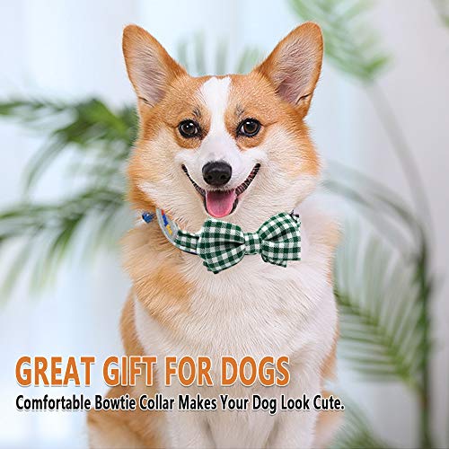 Etechydra Collar para perro con pajarita de extracción, cómodo lazo para perro, collar de perro para mascota, pajarita ajustable para perro pequeño, mediano y grande, collar de perro verde L