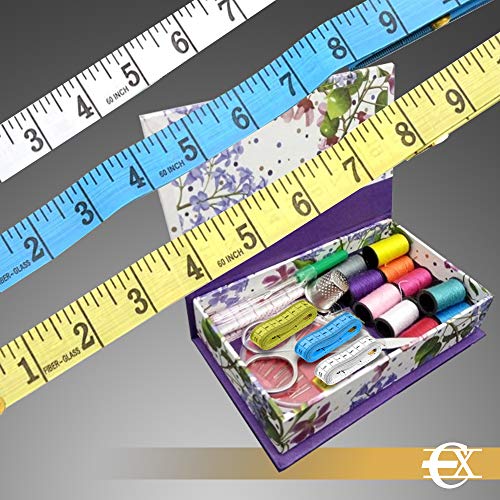 EUROXANTY Set 3 Cintas métricas | 150 CM- 60 Inch | Cinta métrica para sastres | Trajes a medida | Medir cuerpo | 3 colores ALEATORIOS