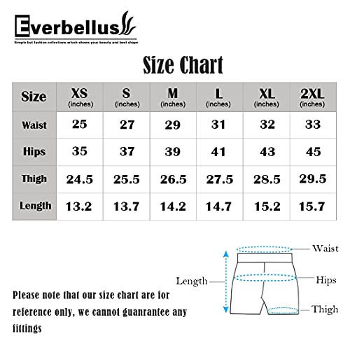 Everbellus Shorts Mujer Cintura Alta Cuero Pantalones Cortos con Cremallera Lateral Negro Medio