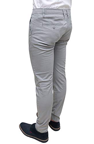 Evoga - Pantalones de hombre de clase Primavera Verano Slim Fit Casual de algodón gris luminoso (ral 7035) 42