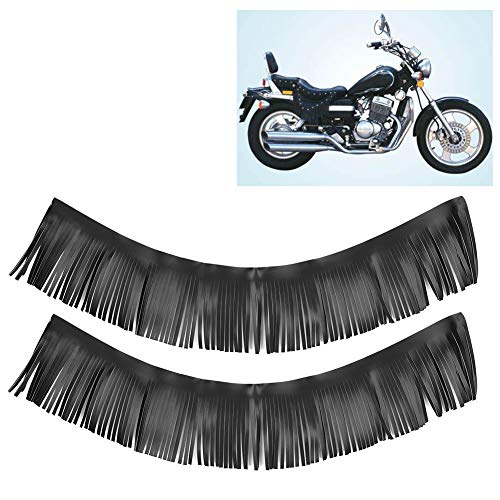 EVTSCAN Alforja con flecos, 2 piezas de motocicleta Retro Pedal Alforja Artesanía con flecos de cuero artificial(Negro)