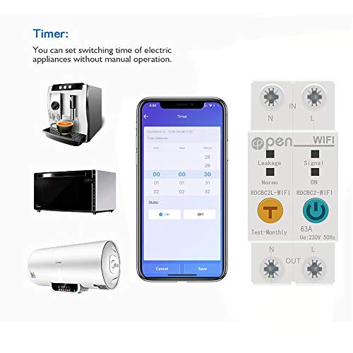 Ewelink APP 2P 63A Rail Din WIFI contador de energía inteligente kWh interruptor de disyuntor