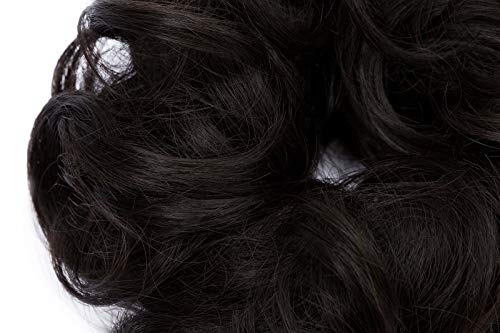 Extensiones de moño desordenado Piezas de cabello ondulado rizado para mujeres Extensiones de cabello de cola de caballo Updo Donut de pelo Accesorios para el cabello - Marrón oscuro