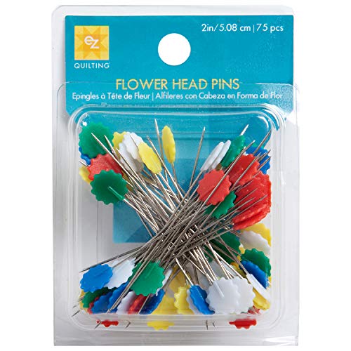 EZ Quilting 881428 - Pack de 75 alfileres con cabeza en forma de flor, multicolor