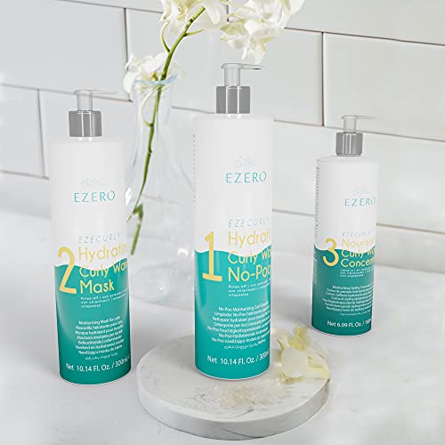 EZERO Metodo Curly Girl Productos Con Champu Pelo Rizado (No-poo), Mascarilla Pelo Rizado Y Crema Activador De Rizos Metodo Curly - Producto Profesional - Sin Sulfatos Ni Parabenos - Vegano